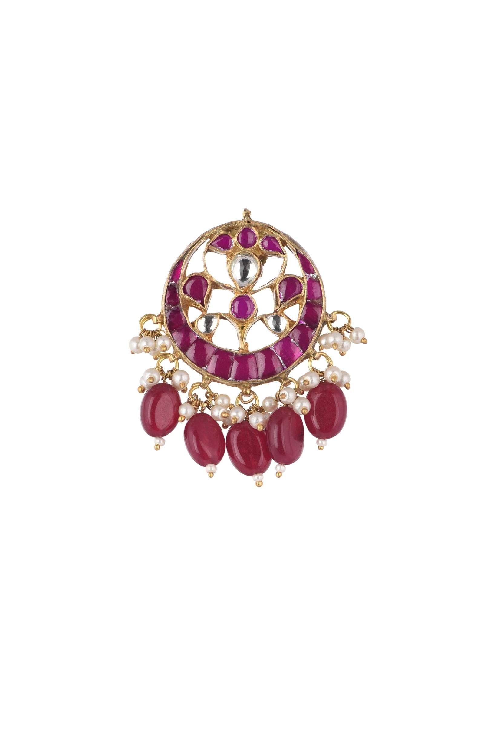 12279-gold-finish-kundan-necklace-and-earring-set-with-pearls-7.jpg Gold Finish Kundan Necklace And Earring Set With Pearls