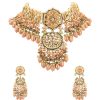 12281-gold-finish-kundan-choker-necklace-set-with-intricate-colourful-meenakari-work-in-mix-metal-4.jpg Gold-Finish Kundan Choker Necklace Set With Intricate Colourful Meenakari Work In Mix Metal