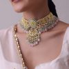 12282-gold-finish-kundan-choker-necklace-set-with-intricate-work-in-mix-metal-4.jpg Gold-Finish Kundan Choker Necklace Set With Intricate Work In Mix Metal