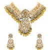 Gold-Finish Kundan Choker Necklace With Colorful Intricate Meenakari Work And Stones In Mix Metal