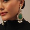 12284-gold-finish-carved-emerald-green-kundan-polki-bridal-choker-set-3.jpg Gold Finish Carved Emerald Green Kundan Polki Bridal Choker Set