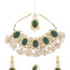 12284-gold-finish-carved-emerald-green-kundan-polki-bridal-choker-set-6.jpg Gold Finish Carved Emerald Green Kundan Polki Bridal Choker Set