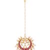 12285-gold-finish-kundan-red-floral-maangtika-with-synthetic-pearls-and-stones-3.jpg Gold Finish Kundan Red Floral Maangtika With Synthetic Pearls And Stones