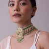 12286-green-toned-gold-finish-kundan-choker-necklace-set-with-colourful-meenakari-work-in-mix-metal-4.jpg Green Toned Gold-Finish Kundan Choker Necklace Set With Colourful Meenakari Work In Mix Metal