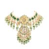 12286-green-toned-gold-finish-kundan-choker-necklace-set-with-colourful-meenakari-work-in-mix-metal-8.jpg Green Toned Gold-Finish Kundan Choker Necklace Set With Colourful Meenakari Work In Mix Metal