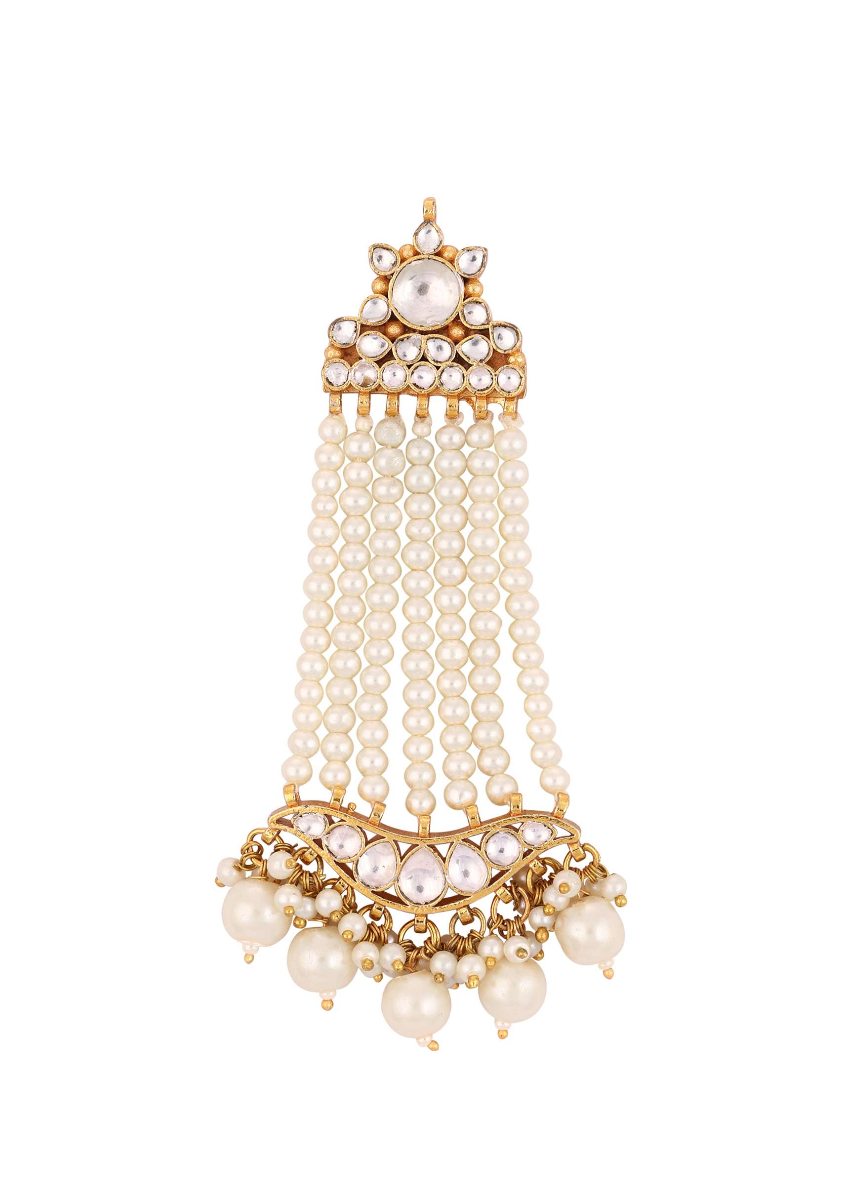 12288-gold-finish-kundan-polki-earrings-with-beads-and-pearls-3.jpg Gold Finish Kundan Polki Earrings With Beads And Pearls