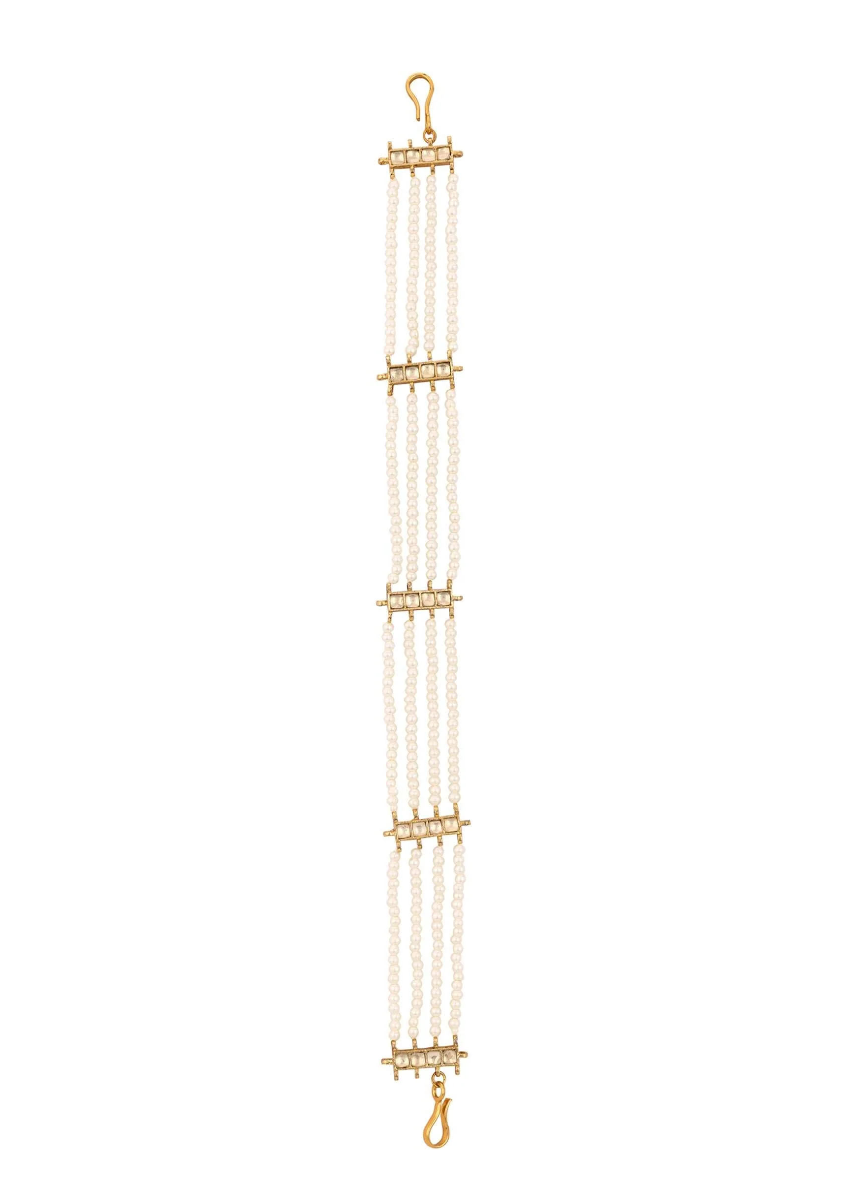 12289-gold-finish-kundan-polki-beads-and-pearls-sheeshpatti-2.webp Gold Finish Kundan Polki Beads And Pearls Sheeshpatti