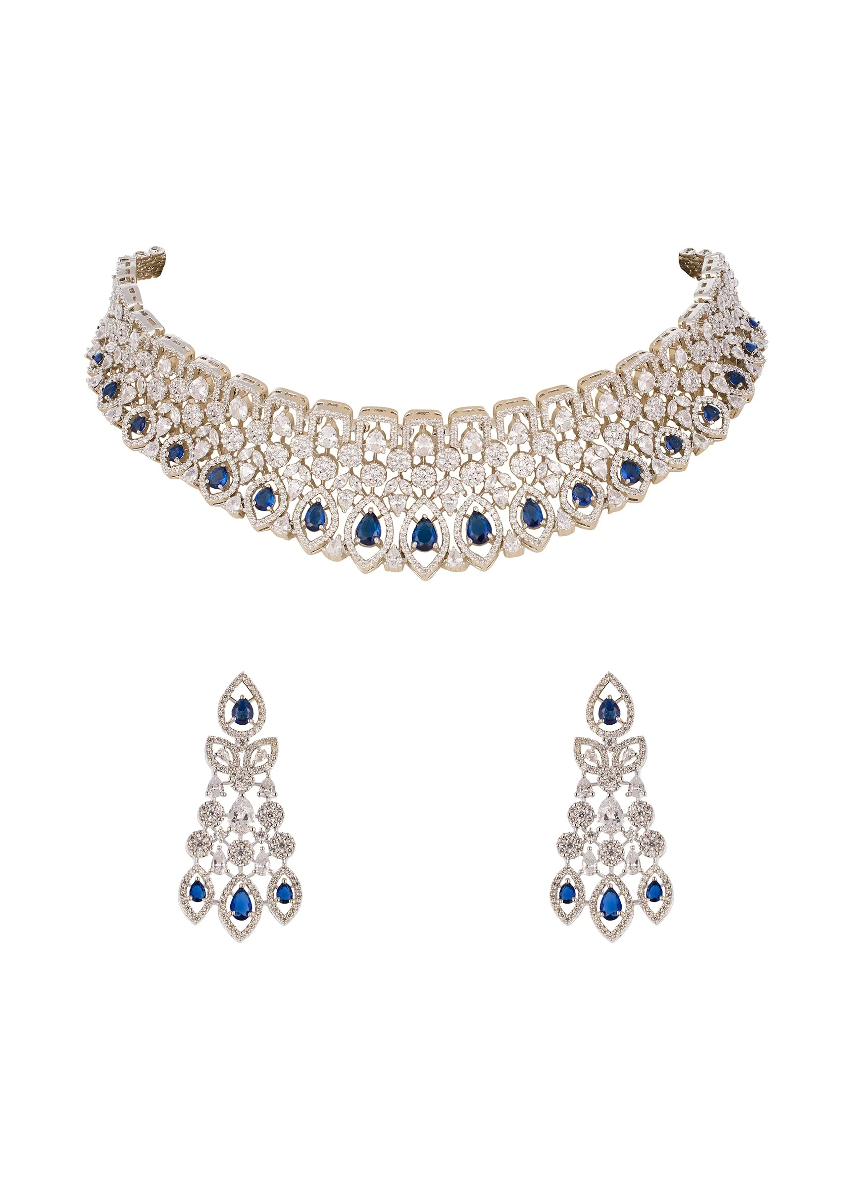 1229-blue-and-silver-rhodium-plate-cz-diamond-necklace-set-with-semi-precious-stones-2.webp Blue and Silver Rhodium Plate Cz Diamond Necklace Set with Semi Precious Stones