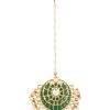 12290-gold-finish-kundan-maangteeka-with-synthetic-emerald-stones-and-beads-3.jpg Gold Finish Kundan Maangteeka With Synthetic Emerald Stones And Beads