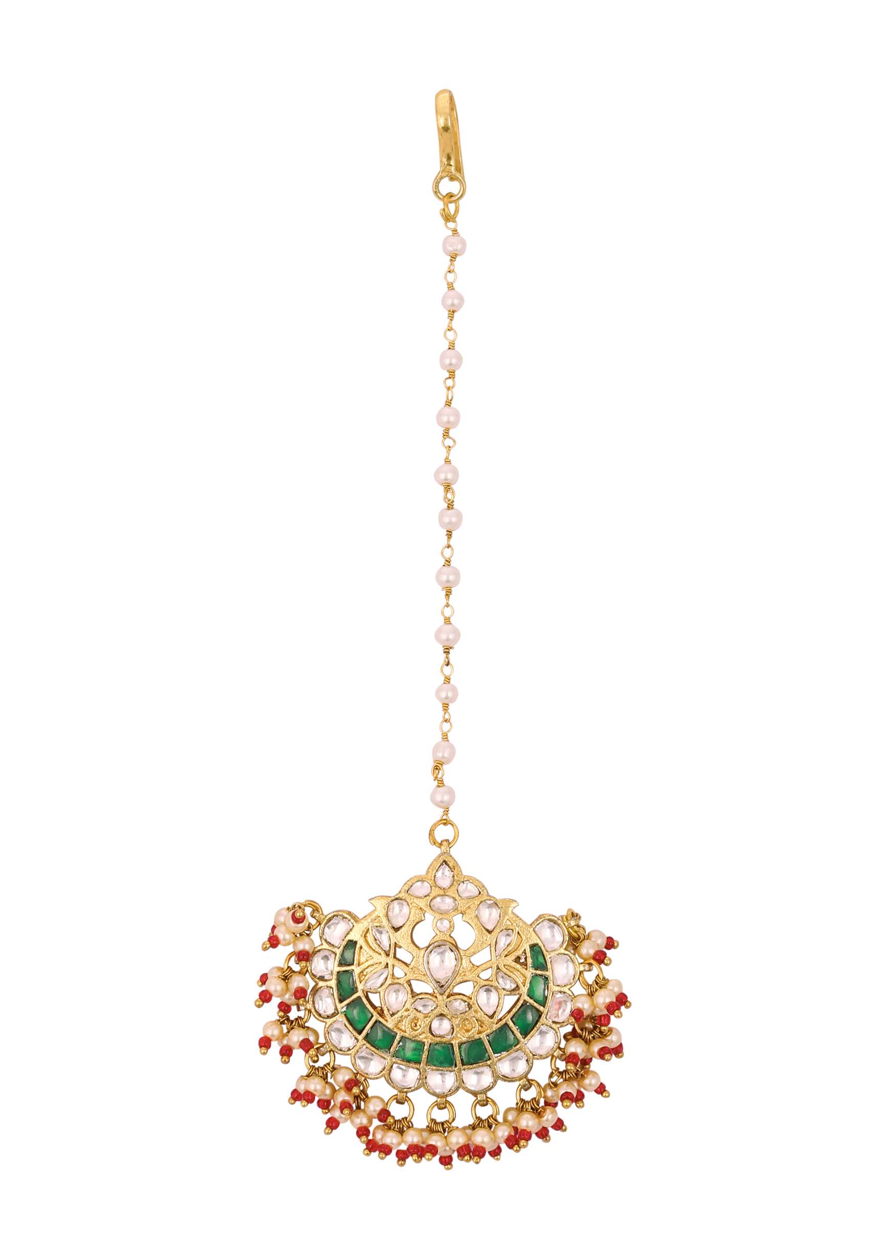 12293-gold-finish-kundan-multicolor-maangtika-with-synthetic-beads-and-stones-3.jpg Gold Finish Kundan Multicolor Maangtika With Synthetic Beads And Stones