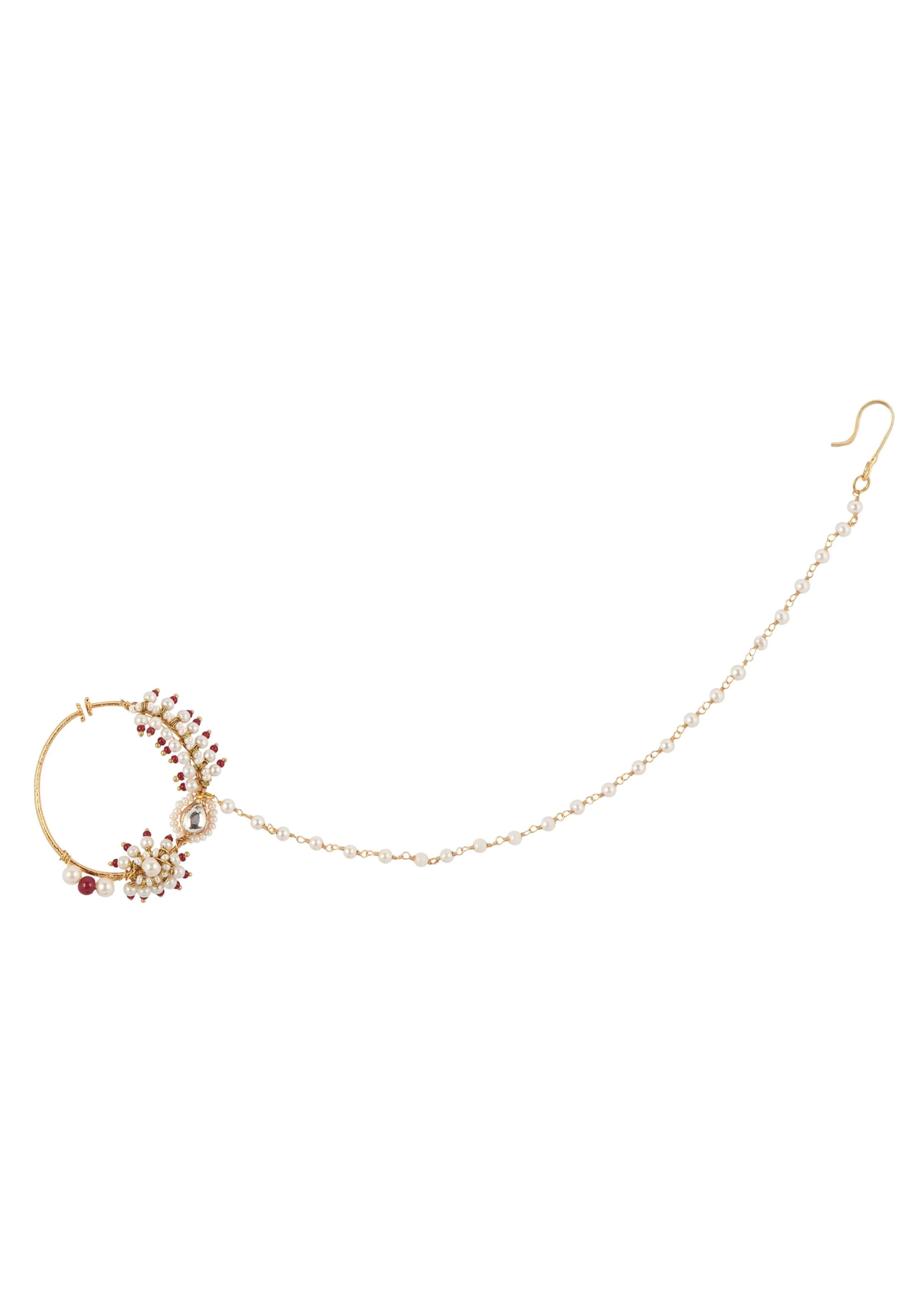12296-gold-finish-kundan-polki-nath-with-synthetic-ruby-stones-and-beads-2.webp Gold Finish Kundan Polki Nath With Synthetic Ruby Stones And Beads