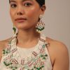 12298-gold-finish-kundan-polki-multicolor-choker-set-with-pearls-and-green-beads-1.jpg Gold Finish Kundan Polki Multicolor Choker Set With Pearls And Green Beads