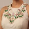 12298-gold-finish-kundan-polki-multicolor-choker-set-with-pearls-and-green-beads-3.jpg Gold Finish Kundan Polki Multicolor Choker Set With Pearls And Green Beads
