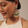 12298-gold-finish-kundan-polki-multicolor-choker-set-with-pearls-and-green-beads-4.jpg Gold Finish Kundan Polki Multicolor Choker Set With Pearls And Green Beads