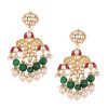 12298-gold-finish-kundan-polki-multicolor-choker-set-with-pearls-and-green-beads-7.jpg Gold Finish Kundan Polki Multicolor Choker Set With Pearls And Green Beads