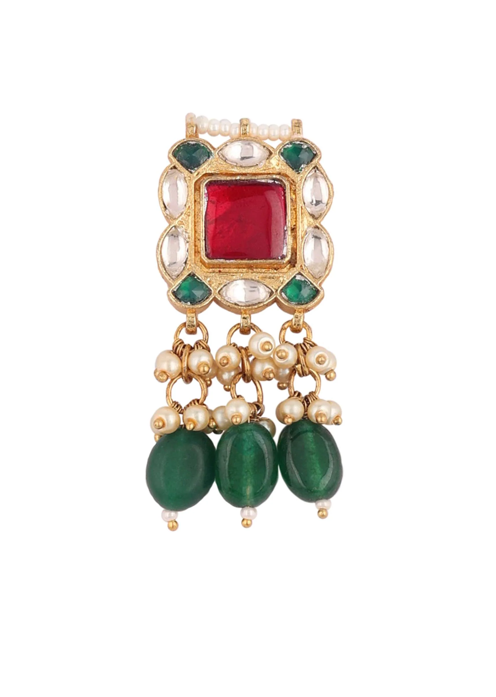12300-gold-finish-kundan-polki-red-and-green-choker-set-with-beads-and-stones-14.webp Gold Finish Kundan Polki Red And Green Choker Set With Beads And Stones