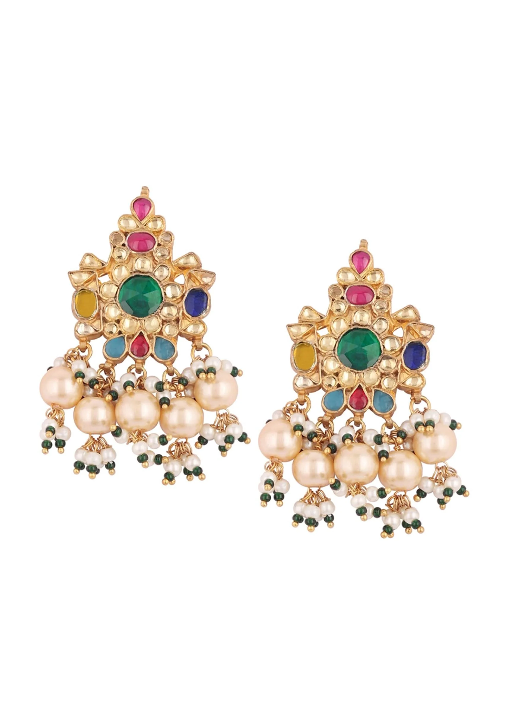 12300-gold-finish-kundan-polki-red-and-green-choker-set-with-beads-and-stones-16.webp Gold Finish Kundan Polki Red And Green Choker Set With Beads And Stones