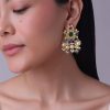 12300-gold-finish-kundan-polki-red-and-green-choker-set-with-beads-and-stones-8.jpg Gold Finish Kundan Polki Red And Green Choker Set With Beads And Stones