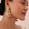12301-gold-finish-kundan-polki-pearl-white-choker-set-with-pearls-and-red-beads-3.jpg Gold Finish Kundan Polki Pearl White Choker Set With Pearls and Red Beads