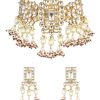 12301-gold-finish-kundan-polki-pearl-white-choker-set-with-pearls-and-red-beads-4.jpg Gold Finish Kundan Polki Pearl White Choker Set With Pearls and Red Beads