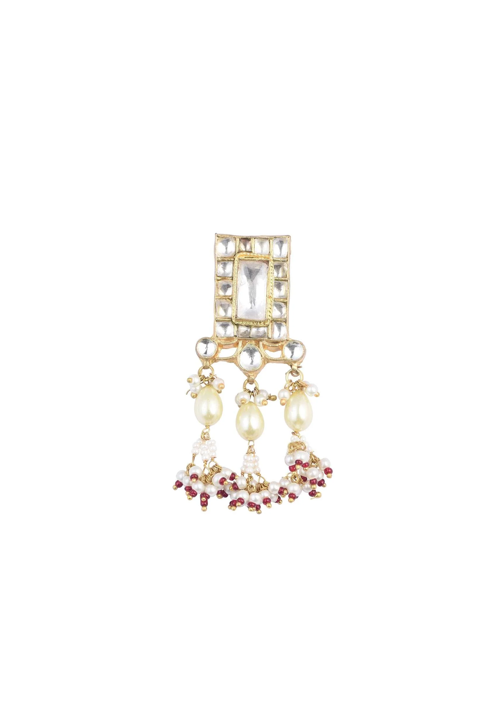12301-gold-finish-kundan-polki-pearl-white-choker-set-with-pearls-and-red-beads-7.webp Gold Finish Kundan Polki Pearl White Choker Set With Pearls and Red Beads