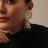 12303-gold-finish-kundan-polki-choker-set-with-green-drops-3.jpg Gold Finish Kundan Polki Choker Set With Green Drops