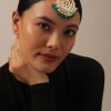 12303-gold-finish-kundan-polki-choker-set-with-green-drops-4.jpg Gold Finish Kundan Polki Choker Set With Green Drops