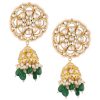 12303-gold-finish-kundan-polki-choker-set-with-green-drops-7.jpg Gold Finish Kundan Polki Choker Set With Green Drops