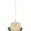 12303-gold-finish-kundan-polki-choker-set-with-green-drops-8.webp Gold Finish Kundan Polki Choker Set With Green Drops