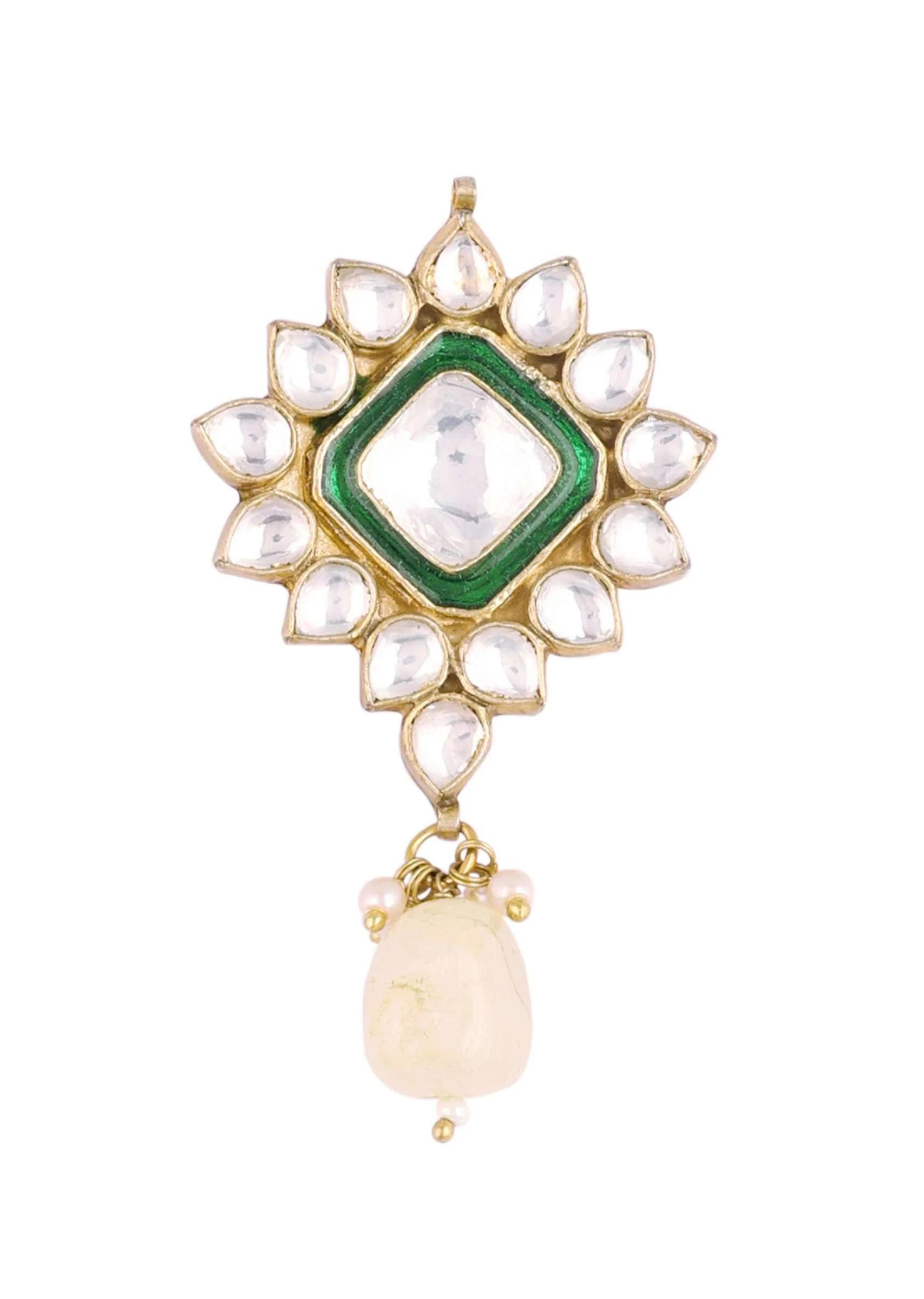 12304-gold-finish-green-kundan-polki-bridal-choker-set-with-stones-6.webp Gold Finish Green Kundan Polki Bridal Choker Set With Stones