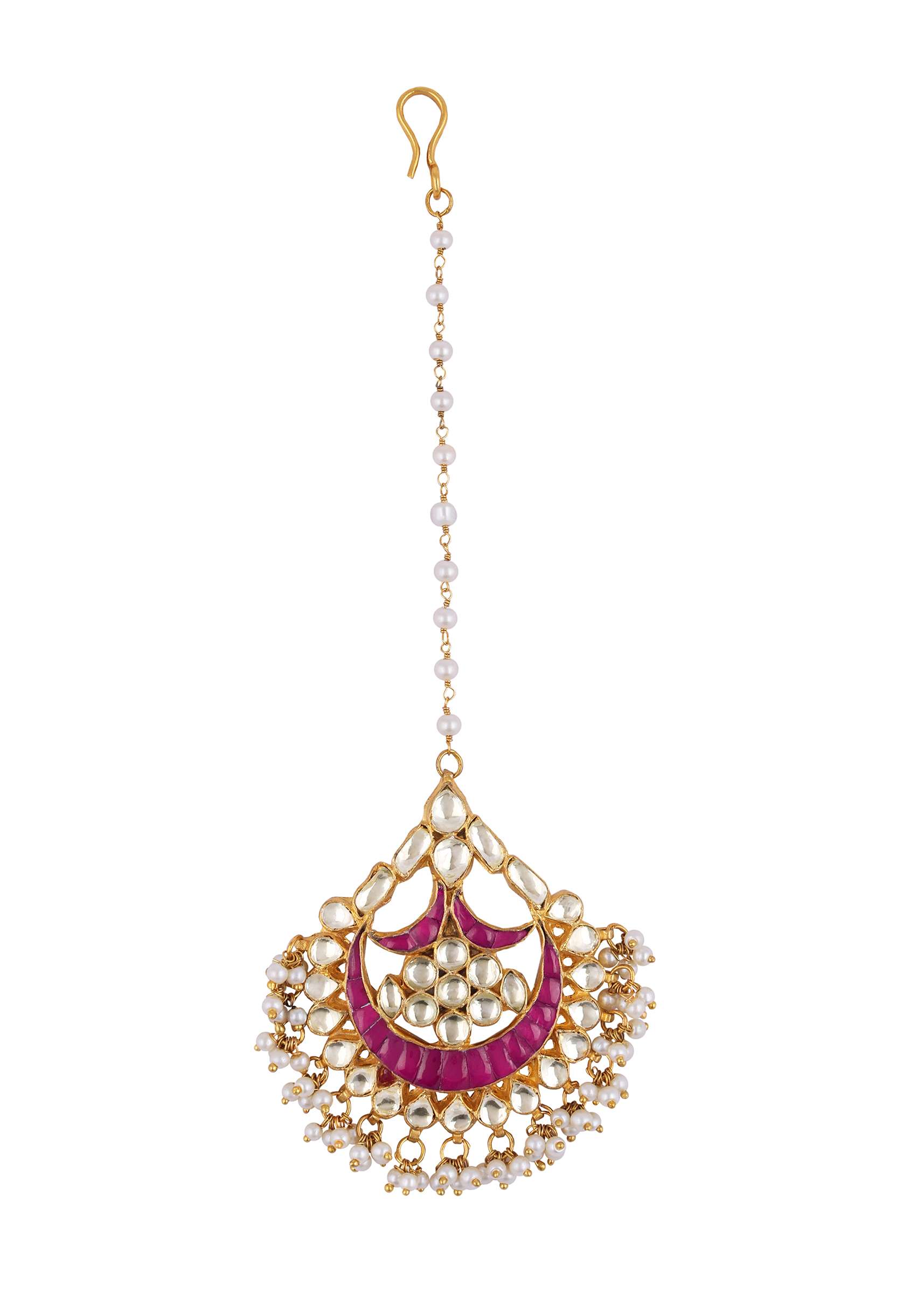 Gold Toned Kundan Mangtikka With Ruby Stones
