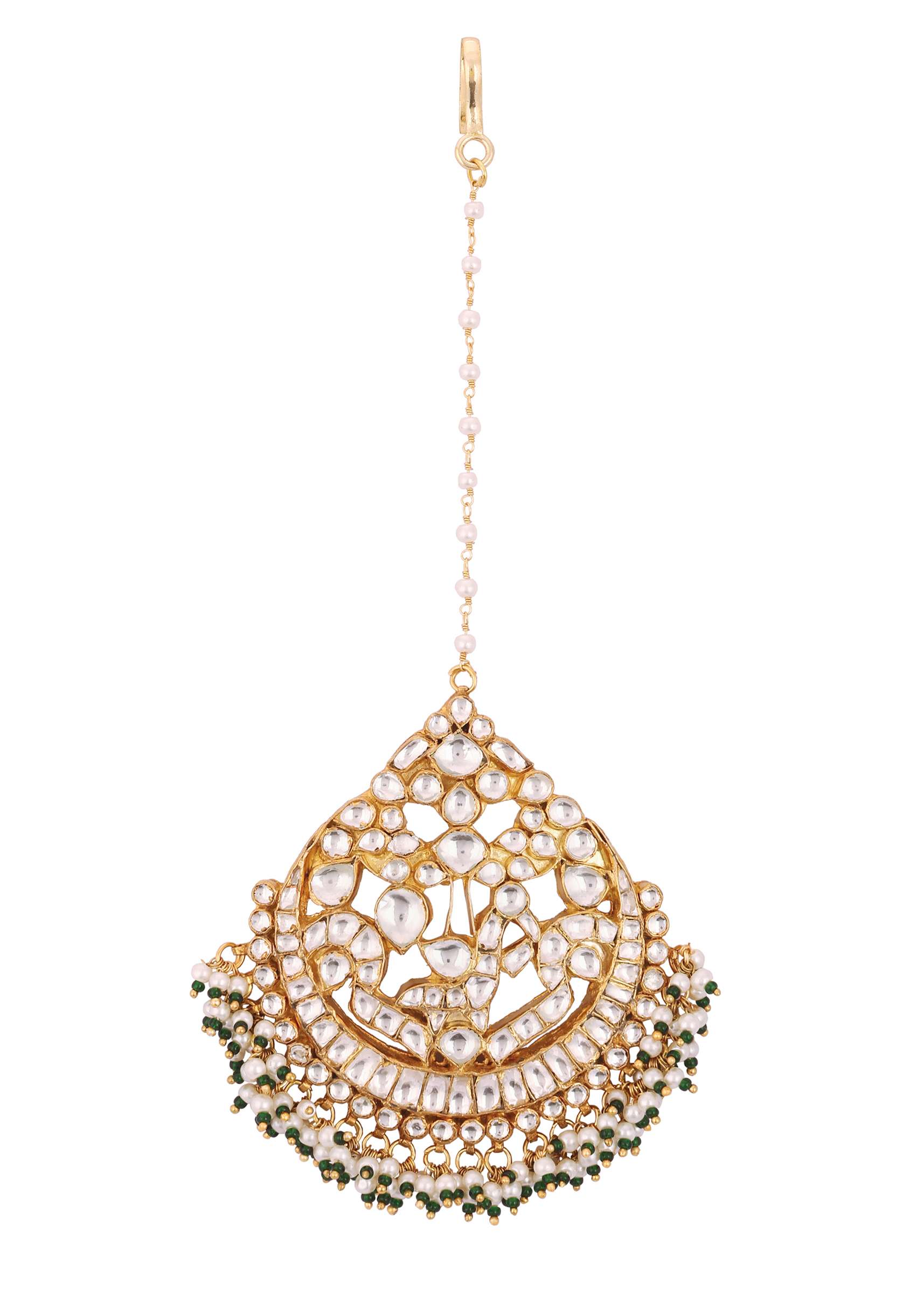 12311-jadau-kundan-maangtika-with-cut-diamond-stones-and-pearls-3.jpg Jadau Kundan Maangtika With Cut Diamond Stones And Pearls