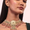12312-gold-finish-kundan-polki-beaded-necklace-set-with-earrings-3.jpg Gold Finish Kundan Polki beaded Necklace set with Earrings