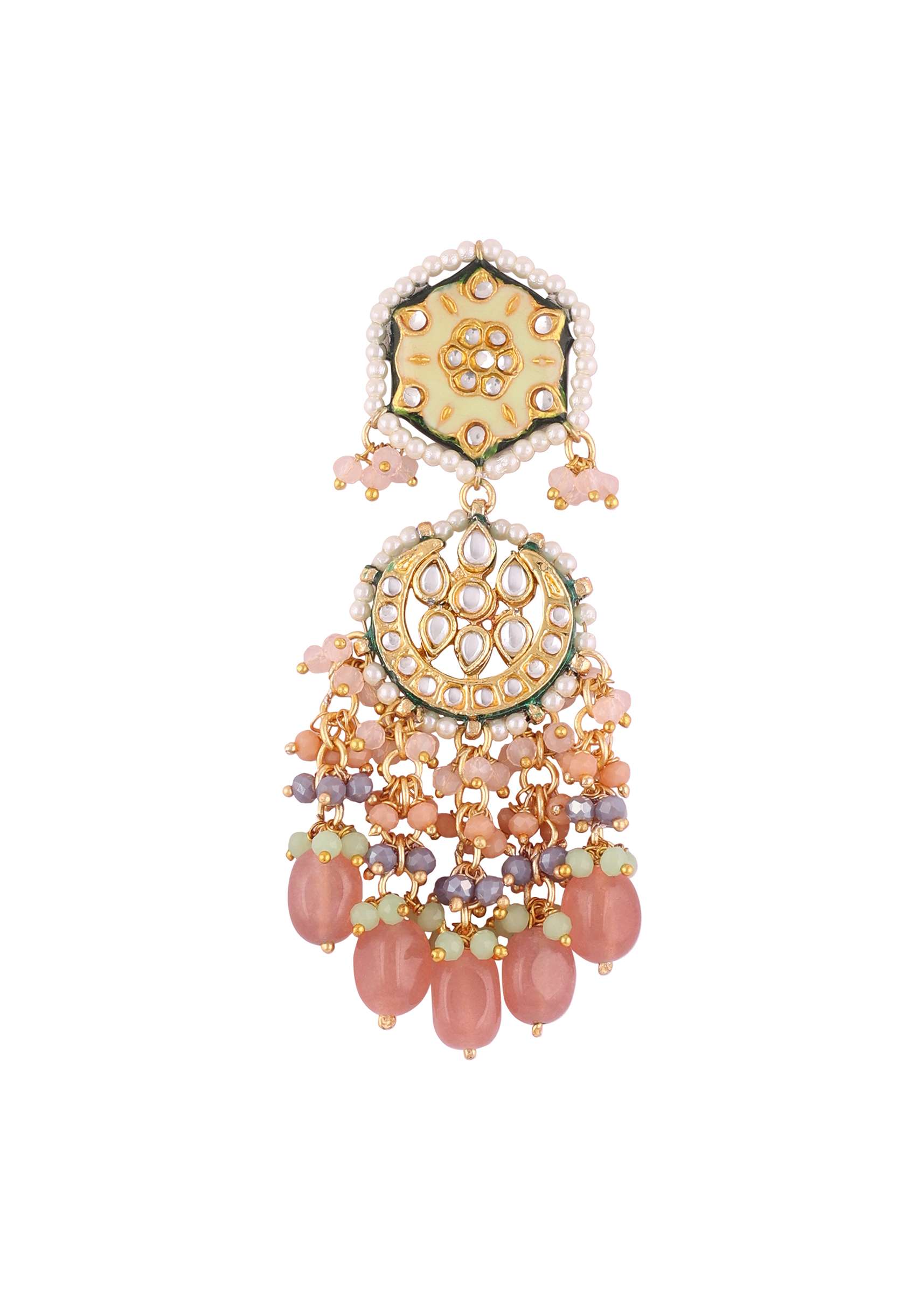 12312-gold-finish-kundan-polki-beaded-necklace-set-with-earrings-7.jpg Gold Finish Kundan Polki beaded Necklace set with Earrings
