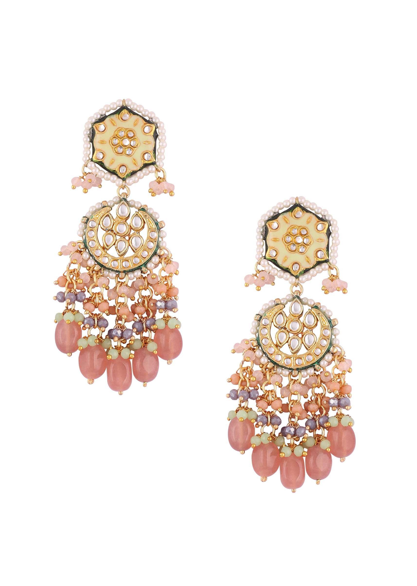 12312-gold-finish-kundan-polki-beaded-necklace-set-with-earrings-8.jpg Gold Finish Kundan Polki beaded Necklace set with Earrings