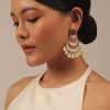 12313-gold-finish-kundan-polki-multicolor-short-necklace-set-with-pearls-and-green-beads-4.jpg Gold Finish Kundan Polki Multicolor Short Necklace Set With Pearls And Green Beads