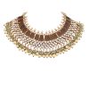 12313-gold-finish-kundan-polki-multicolor-short-necklace-set-with-pearls-and-green-beads-5.jpg Gold Finish Kundan Polki Multicolor Short Necklace Set With Pearls And Green Beads
