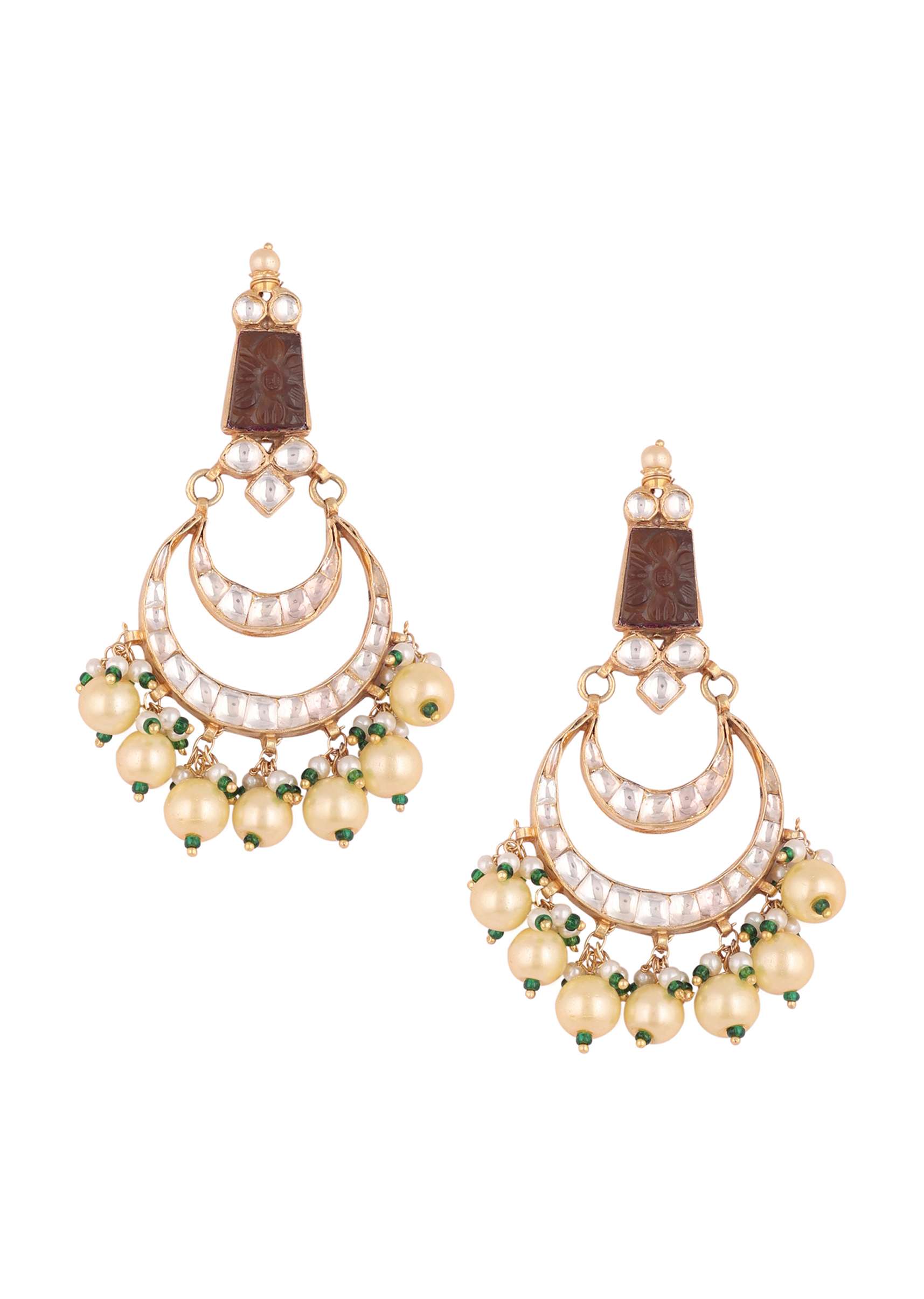 12313-gold-finish-kundan-polki-multicolor-short-necklace-set-with-pearls-and-green-beads-7.jpg Gold Finish Kundan Polki Multicolor Short Necklace Set With Pearls And Green Beads