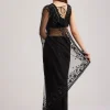 Black Net Heavy Embroidered Saree With Sequins And Stones