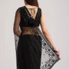 Black Net Heavy Embroidered Saree With Sequins And Stones