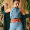 Orange And White Embroidered Waist Belt