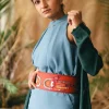 Orange And White Embroidered Waist Belt