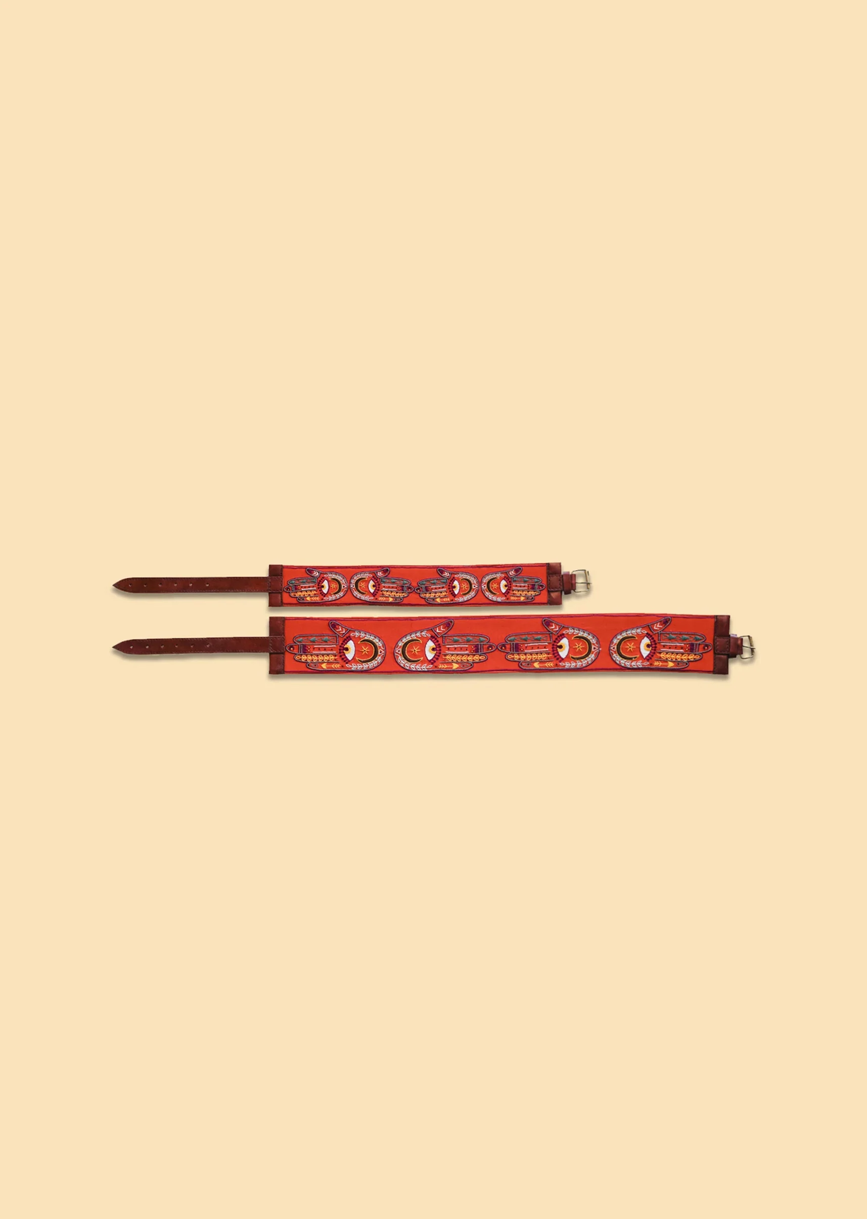 Orange And White Embroidered Waist Belt