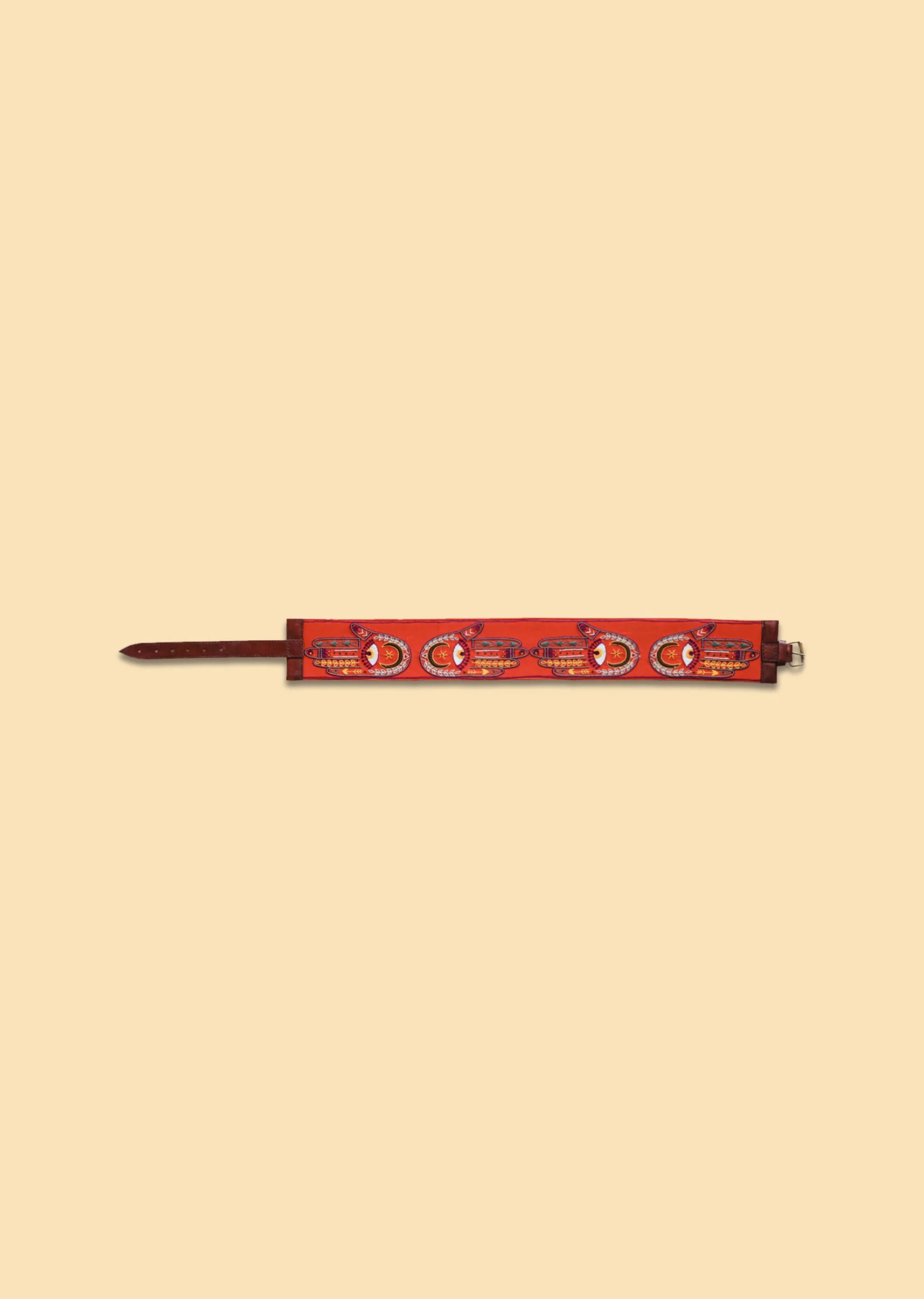 Orange And White Embroidered Waist Belt
