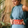 Orange And White Embroidered Waist Belt