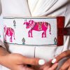 White And Pink Embroidered Waist Belt