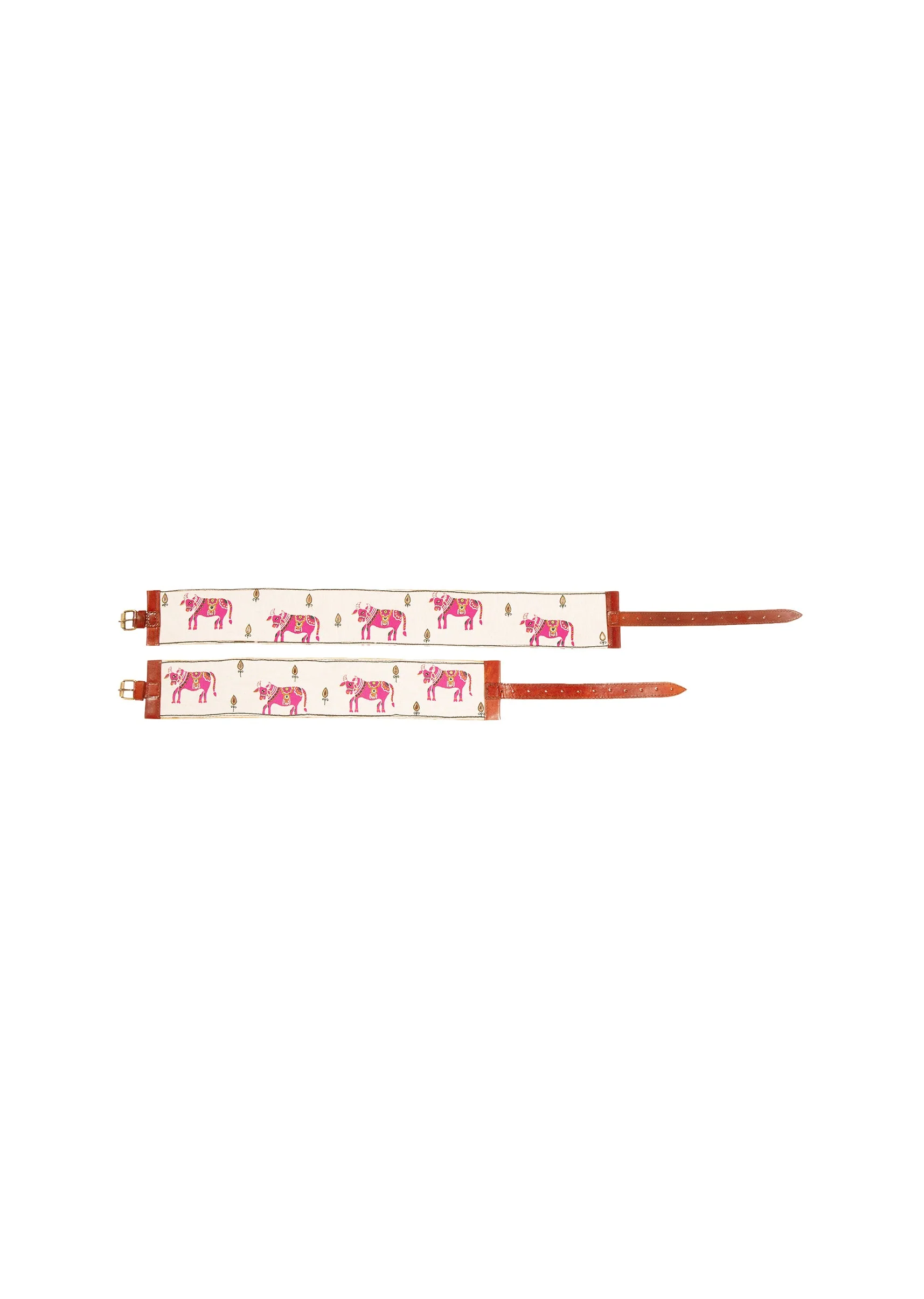 White And Pink Embroidered Waist Belt