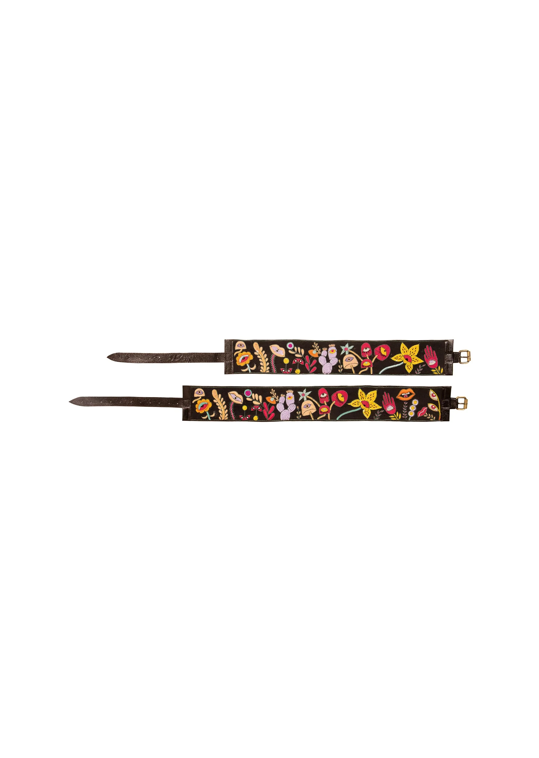 Black Multi Color Embroidered Waist Belt