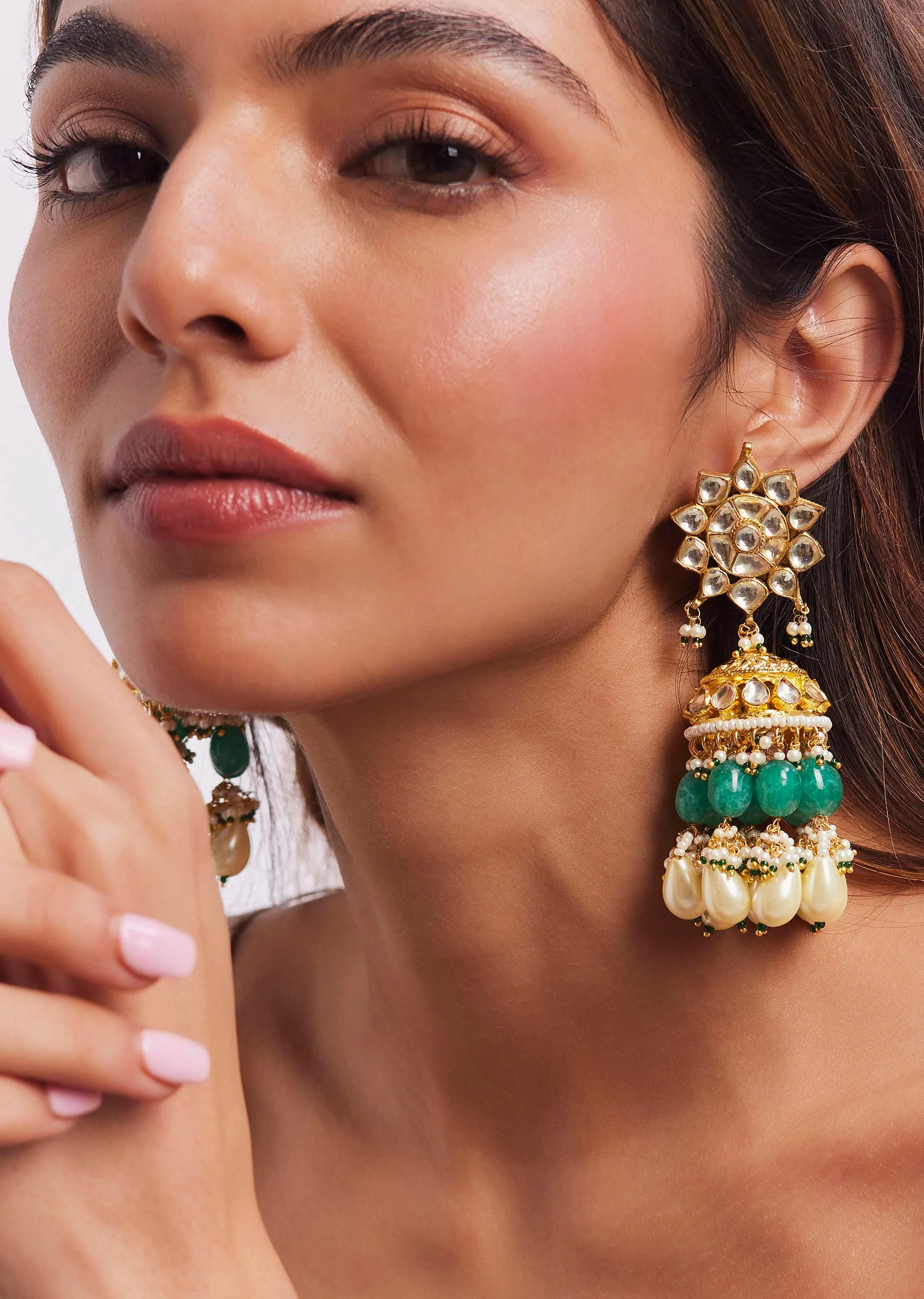 12416-gold-plated-pachi-kundan-jhumka-earrings-1.webp Gold Plated Pachi Kundan Jhumka Earrings