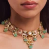 Golden Finish Necklace Set With Kundan Polki